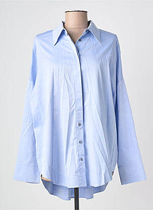 Chemisier tissage popeline manches longues bleu HANA SAN femme