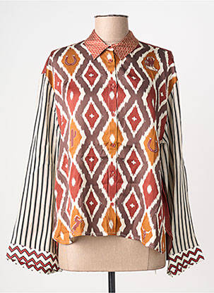 Chemisier coupe cintrée manches longues orange ME369 femme