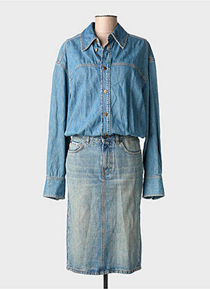 Robe mi-longue manches longues manches longues bleu HAIKURE femme