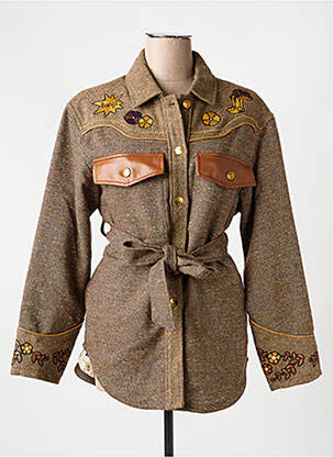 Veste casual epaulette marron ME369 femme