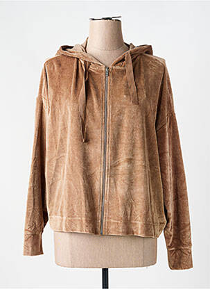 Veste casual col rond marron MAJESTIC FILATURES femme