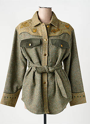 Veste casual epaulette vert ME369 femme