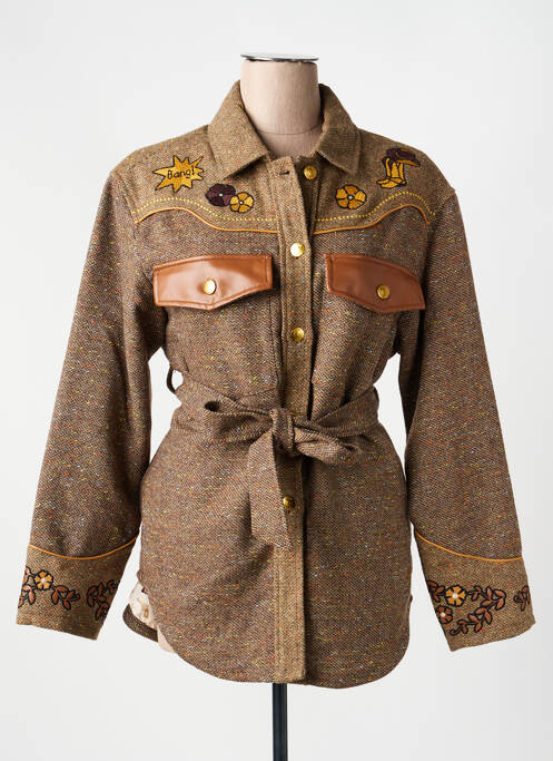 Veste casual epaulette marron ME369 femme