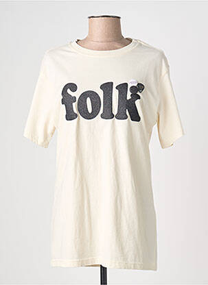 T-shirt sérigraphie manches courtes beige NEWTONE femme