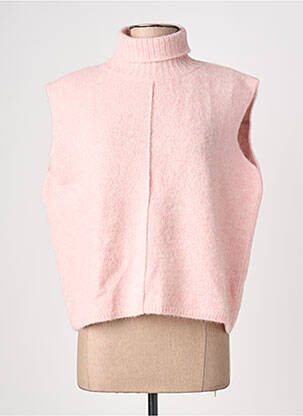 Pull col roulé tissage chiné sans manche rose HANA SAN femme