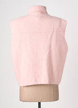 Pull col roulé tissage chiné sans manche rose HANA SAN femme