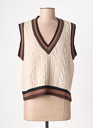 Pull stretch sans manche beige DIEGA femme