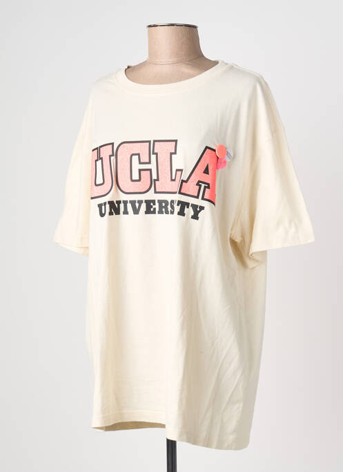 T-shirt coupe droite manches courtes beige NEWTONE femme