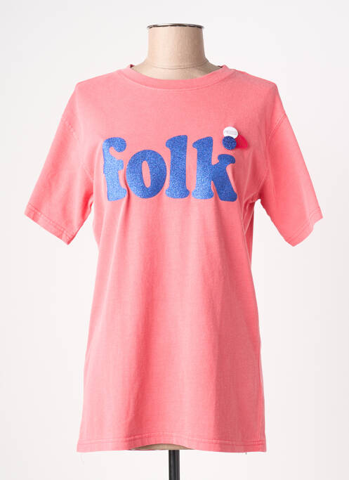 T-shirt sérigraphie manches courtes rouge NEWTONE femme