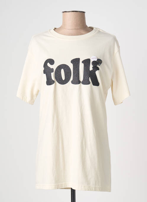 T-shirt sérigraphie manches courtes beige NEWTONE femme