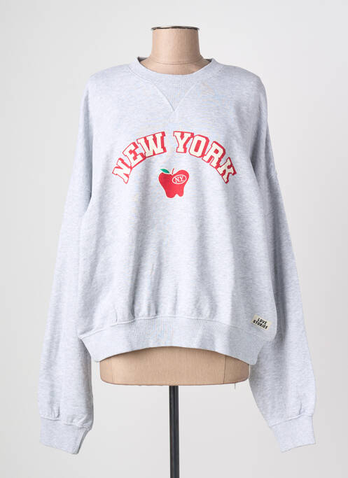 Sweat-shirt stretch manches longues gris LOVE STORIES femme