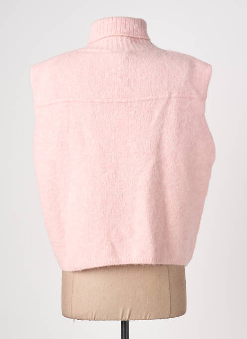 Pull col roulé tissage chiné sans manche rose HANA SAN femme