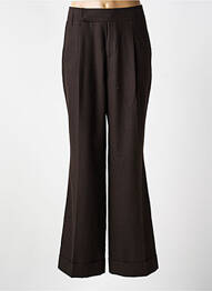 Pantalon flare fermeture zippée sous rabat avec crochet marron HANA SAN femme