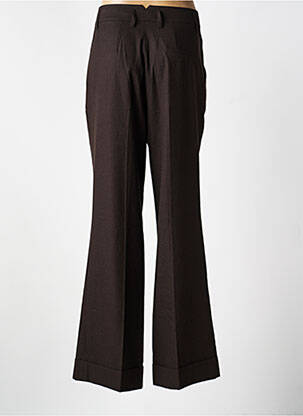 Pantalon flare fermeture zippée sous rabat avec crochet marron HANA SAN femme