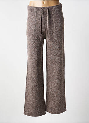 Pantalon flare taille élastique beige MAJESTIC FILATURES femme