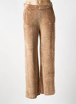 Pantalon droit taille élastique beige MAJESTIC FILATURES femme