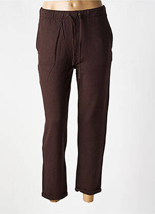 Pantalon 7/8 taille élastique marron MAJESTIC FILATURES femme