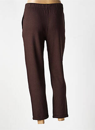 Pantalon 7/8 taille élastique marron MAJESTIC FILATURES femme