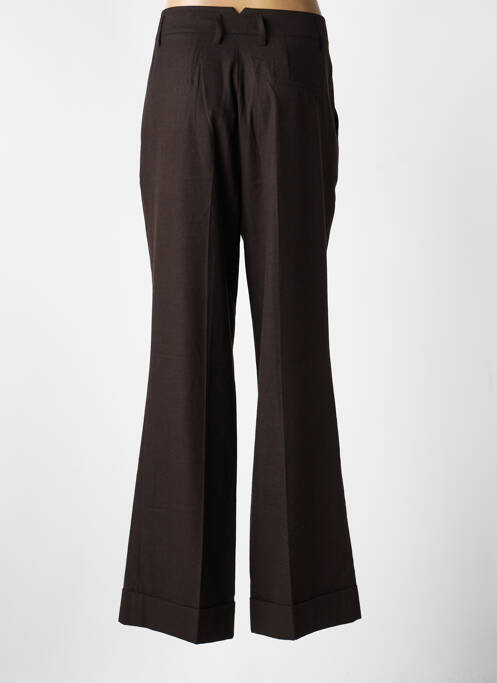 Pantalon flare fermeture zippée sous rabat avec crochet marron HANA SAN femme