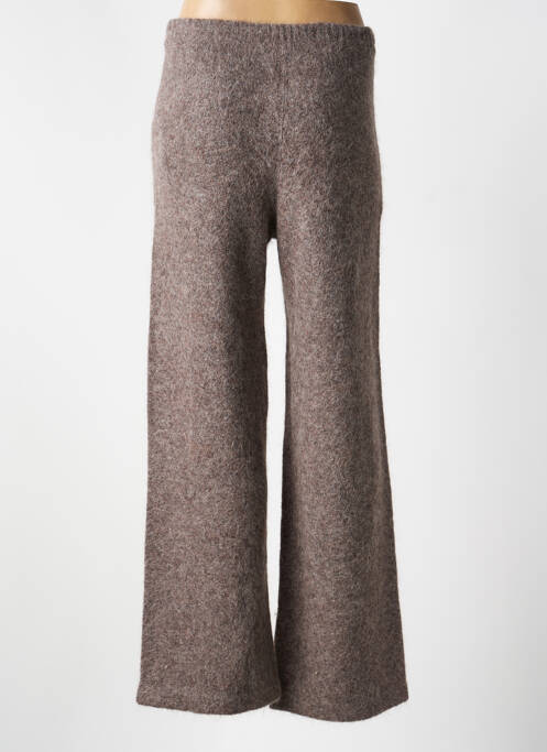 Pantalon flare taille élastique beige MAJESTIC FILATURES femme