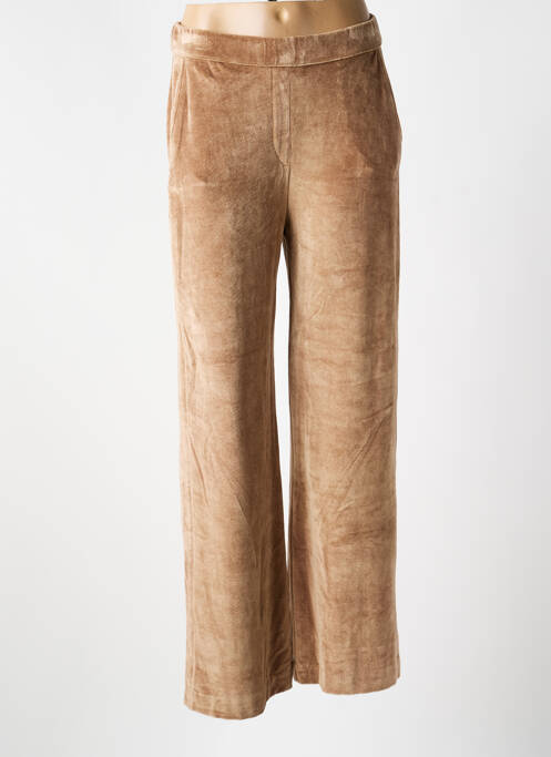 Pantalon droit taille élastique beige MAJESTIC FILATURES femme