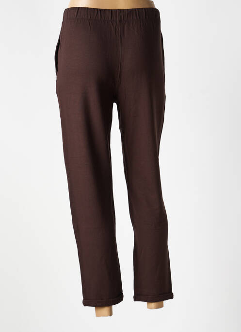 Pantalon 7/8 taille élastique marron MAJESTIC FILATURES femme