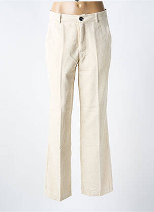 Pantalon droit fermeture zippée sous rabat boutonné taille normale beige MKT STUDIO femme