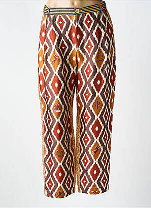 Pantalon droit tissage popeline taille normale marron ME369 femme