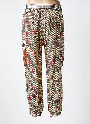 Pantalon droit tissage popeline taille normale beige ME369 femme