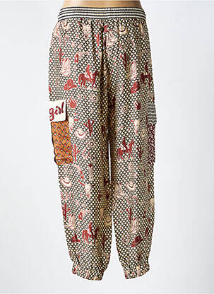 Pantalon droit tissage popeline taille normale beige ME369 femme