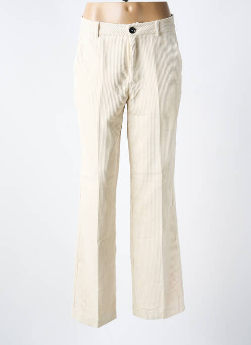 Pantalon droit fermeture zippée sous rabat boutonné taille normale beige MKT STUDIO femme