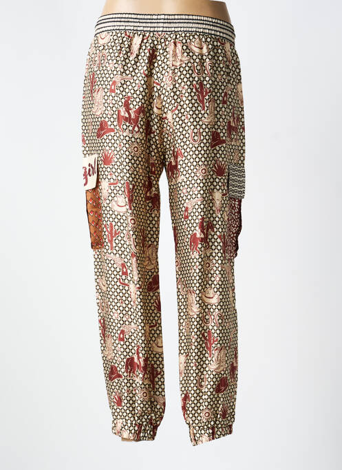 Pantalon droit tissage popeline taille normale beige ME369 femme