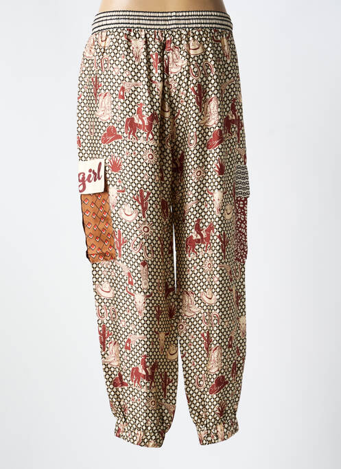 Pantalon droit tissage popeline taille normale beige ME369 femme