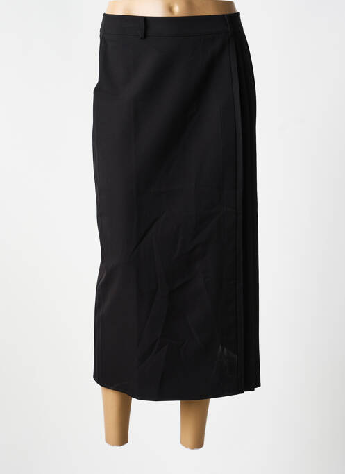Jupe mi-longue fermeture zip latéral noir HANA SAN femme