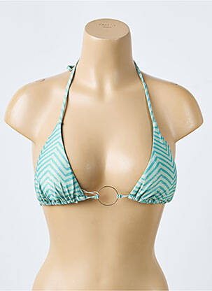 Haut de maillot de bain fermeture liens à nouer haut triangles vert SEASS femme