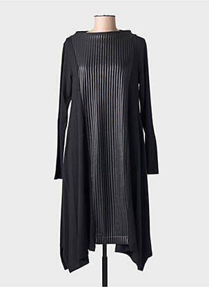 Robe mi-longue manches longues manches longues noir OZAI N KU femme