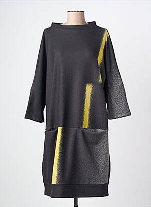 Robe mi-longue manches longues manches longues noir OZAI N KU femme