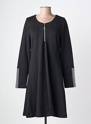 Robe mi-longue manches longues manches longues noir DOLCEZZA femme