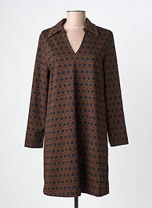 Robe courte manches longues manches longues marron SURKANA femme