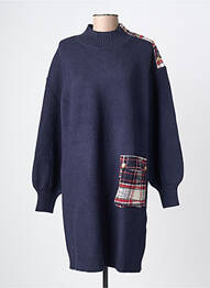 Robe pull resserrée sur le bas manches longues bleu K-DESIGN femme