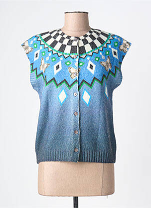Gilet sans manche fermeture boutonnée sur le devant bleu JEI'S BY LETIZIA DENARO femme
