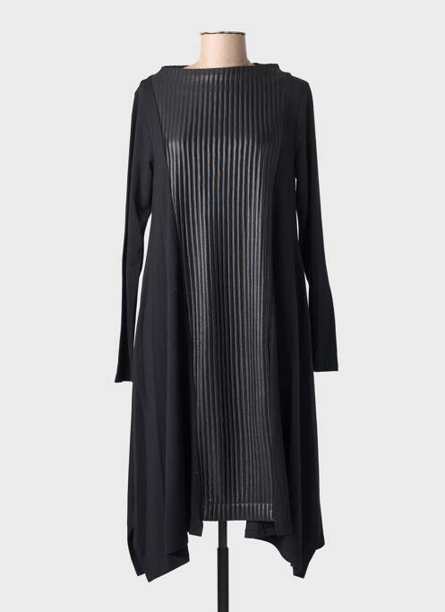 Robe mi-longue manches longues manches longues noir OZAI N KU femme