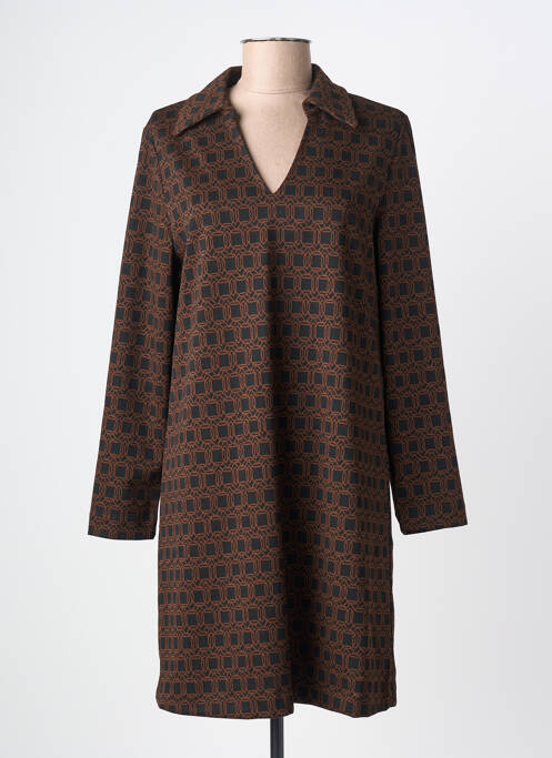 Robe courte manches longues manches longues marron SURKANA femme