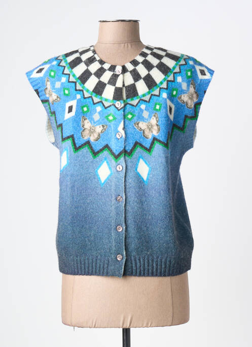 Gilet sans manche maille tricot bleu JEI'S BY LETIZIA DENARO femme