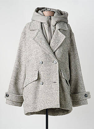 Manteau court coupe droite a capuche gris BEAUMONT femme