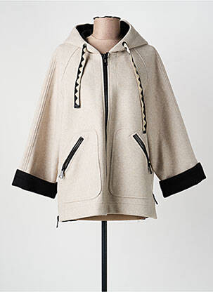 Manteau court capuche a capuche beige ZIA BRAND femme