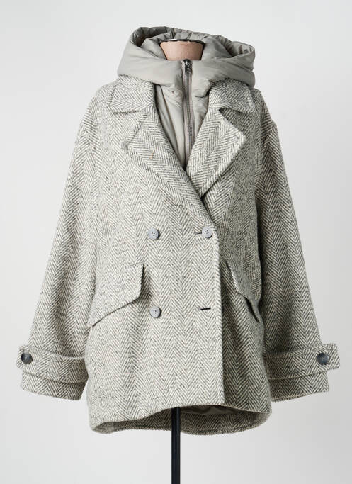 Manteau court coupe droite a capuche gris BEAUMONT femme