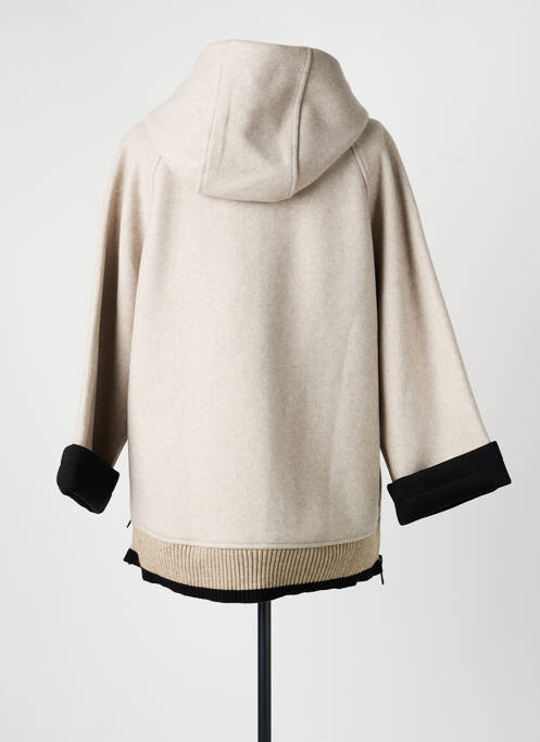 Manteau court capuche a capuche beige ZIA BRAND femme