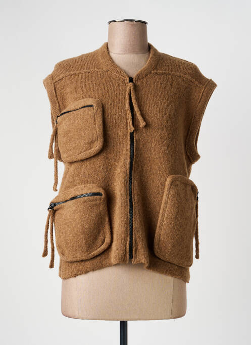 Gilet sans manche poches marron GRIZAS femme