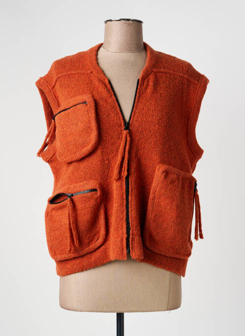 Gilet sans manche poches orange GRIZAS femme